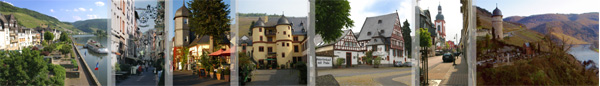 Impressionen von Zell Mosel mit Blick auf die Altstadt und Fussgngerzone, Alter Bahnhof, Schloss Zell und Pulverturm
